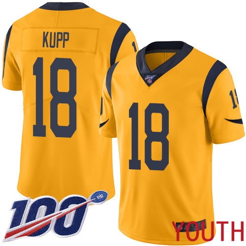 Los Angeles Rams Limited Gold Youth Cooper Kupp Jersey NFL Football 18 100th Season Rush Vapor Untouchable